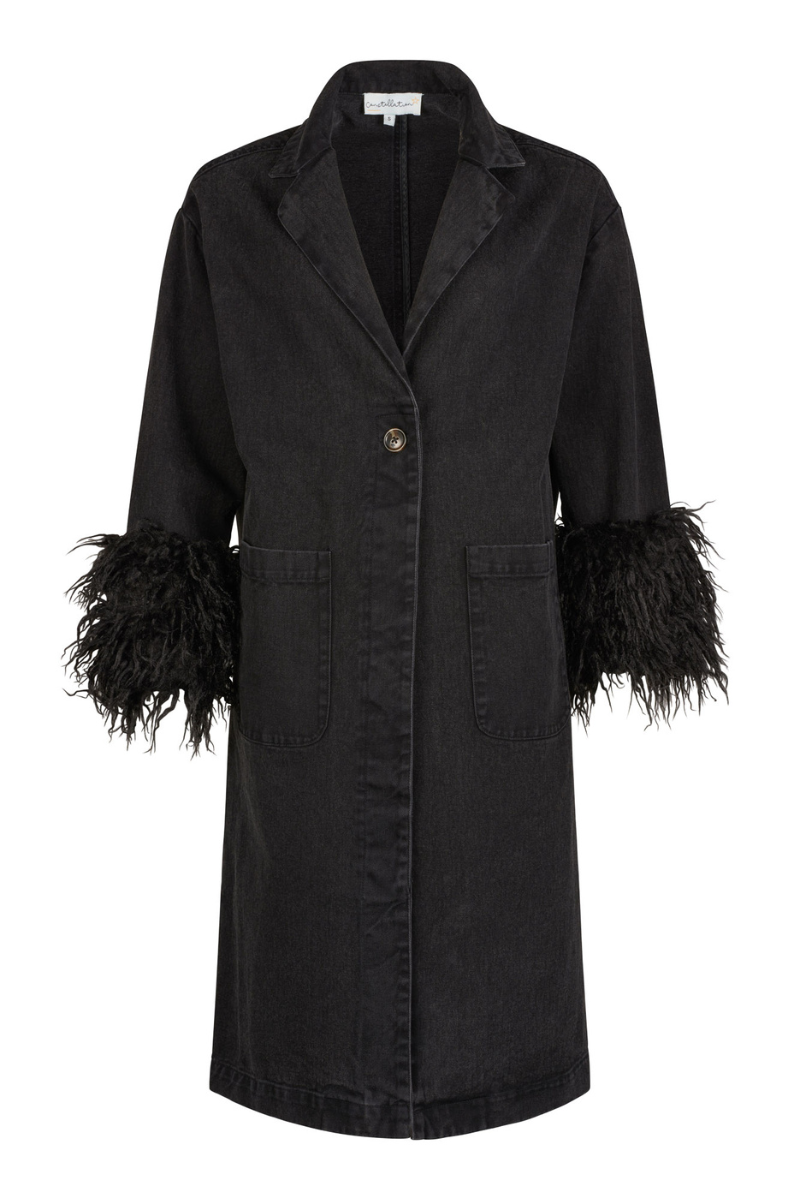 By Constellation Limited Edition Roxy Denim Coat with Removable Fur Cuffs