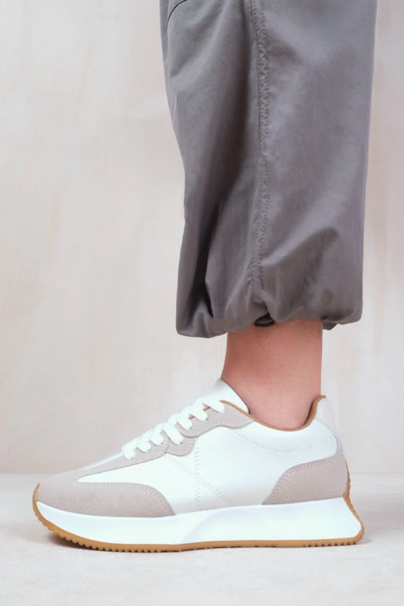 White Lace Up Chunky Trainers