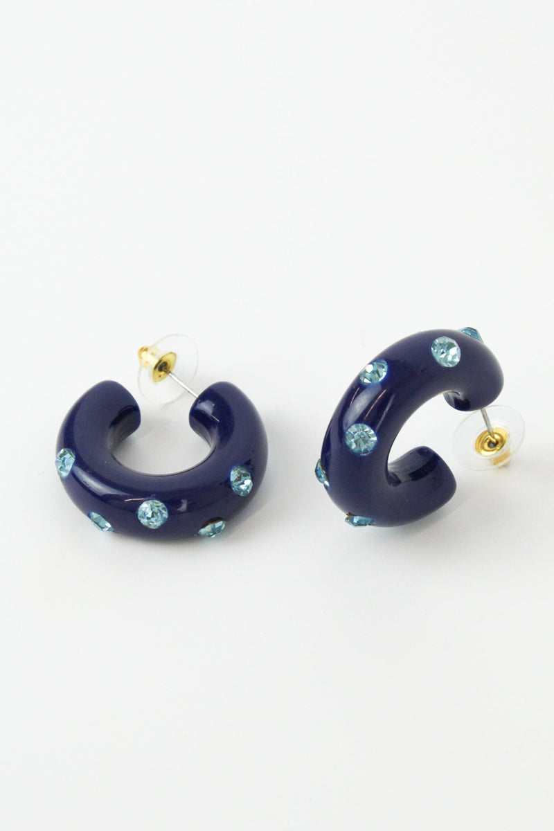 blue chunky resin hoop earrings