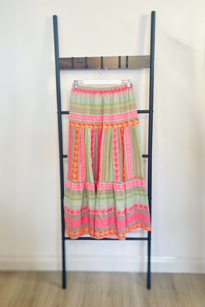 Aztec embroidered maxi skirt
