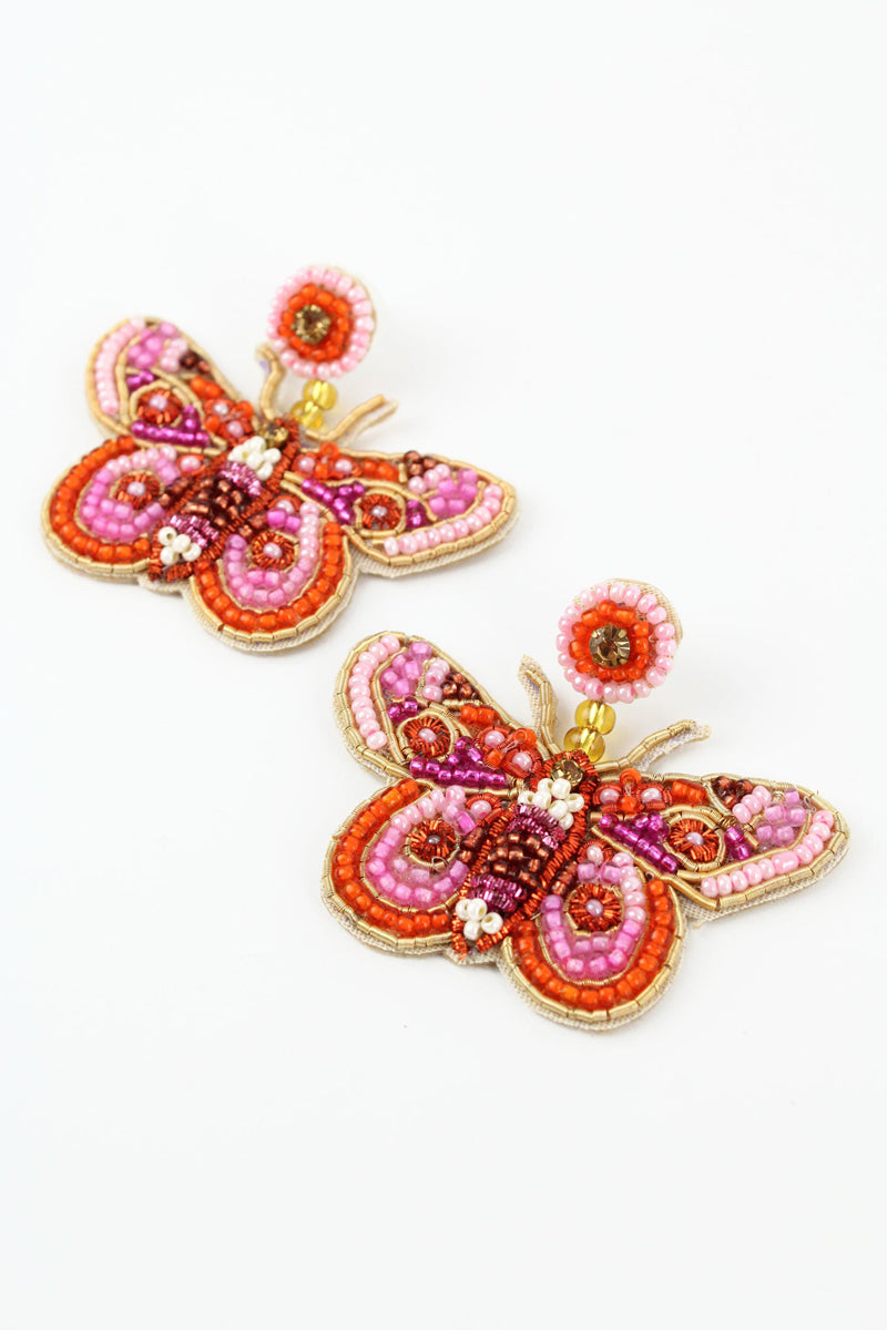 my doris pink butterfly earrings