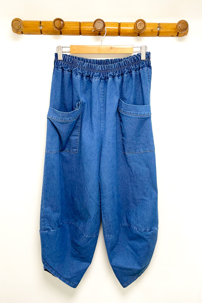 Denim Balloon Trousers With Pockets