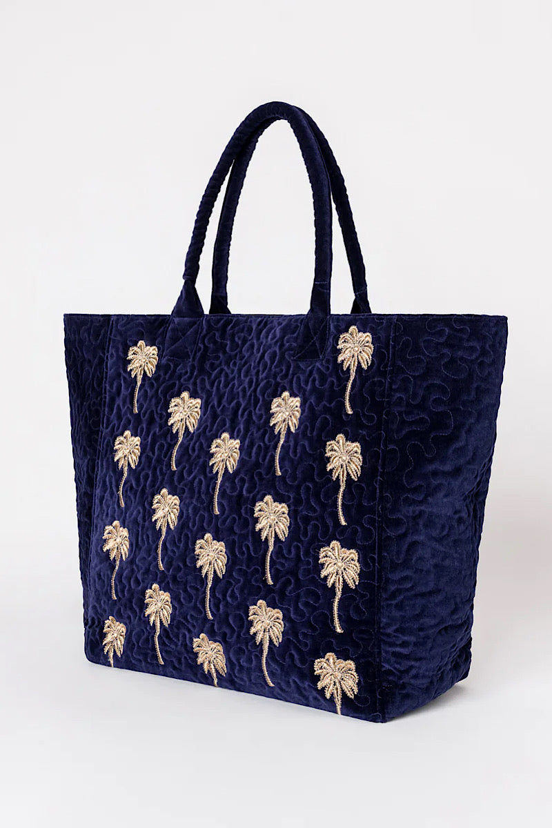 gold palm tote bag