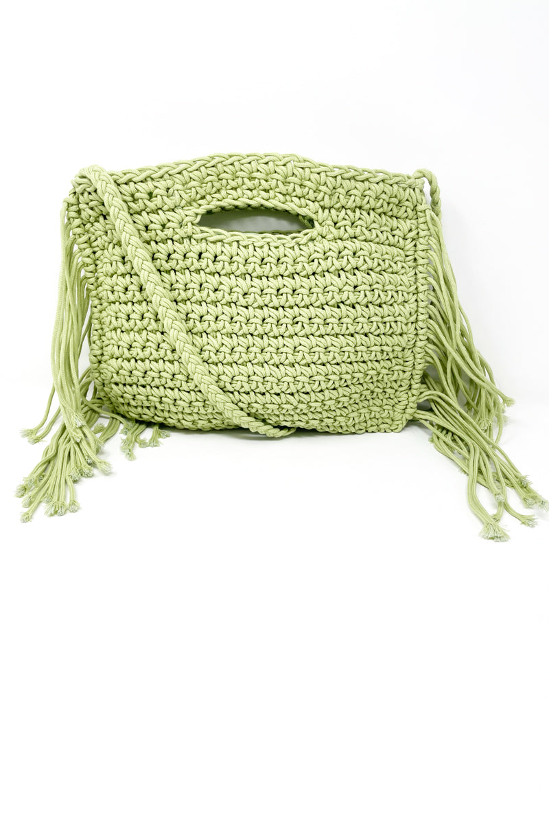 Crochet &amp; Fringe Crossbody Bag