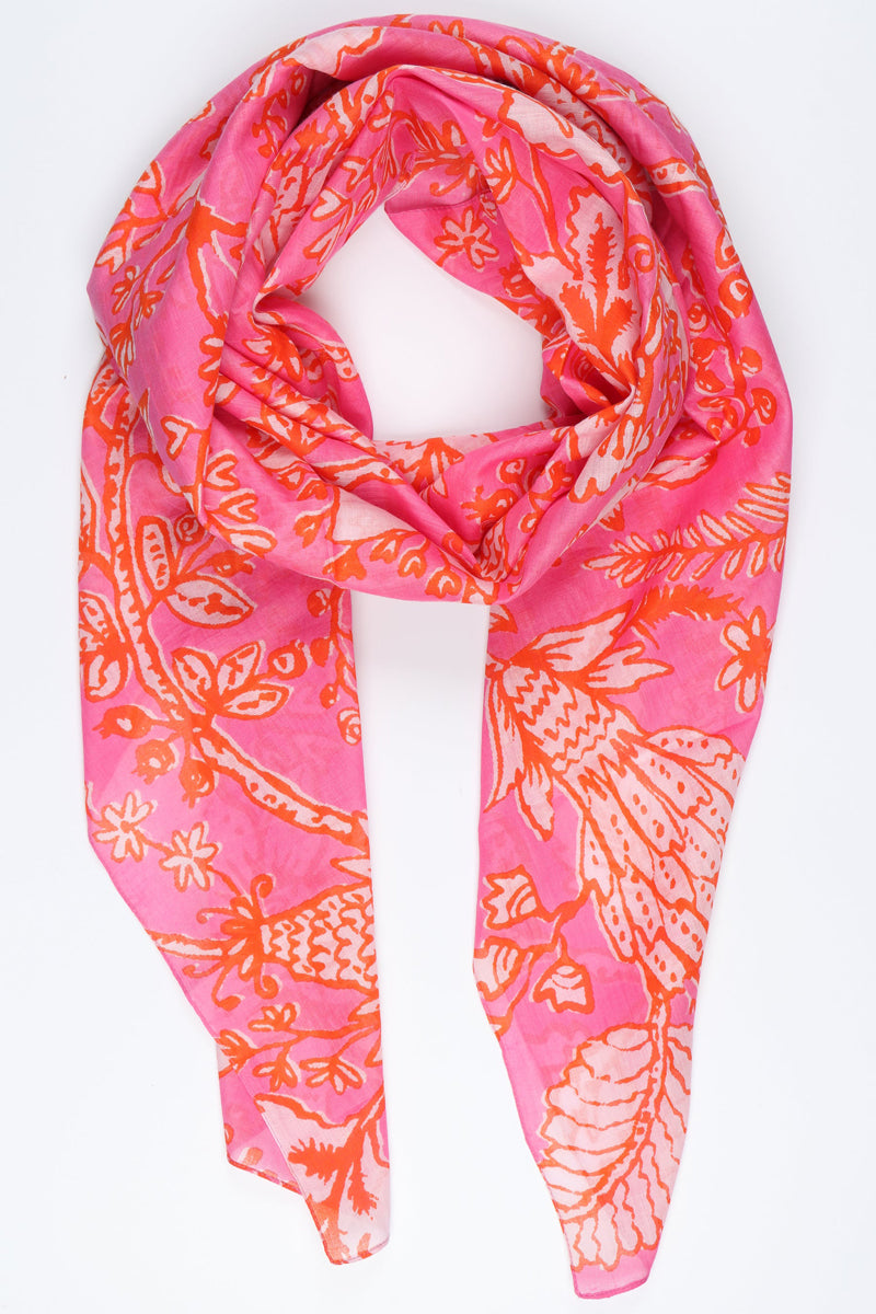 pink floral cotton scarf