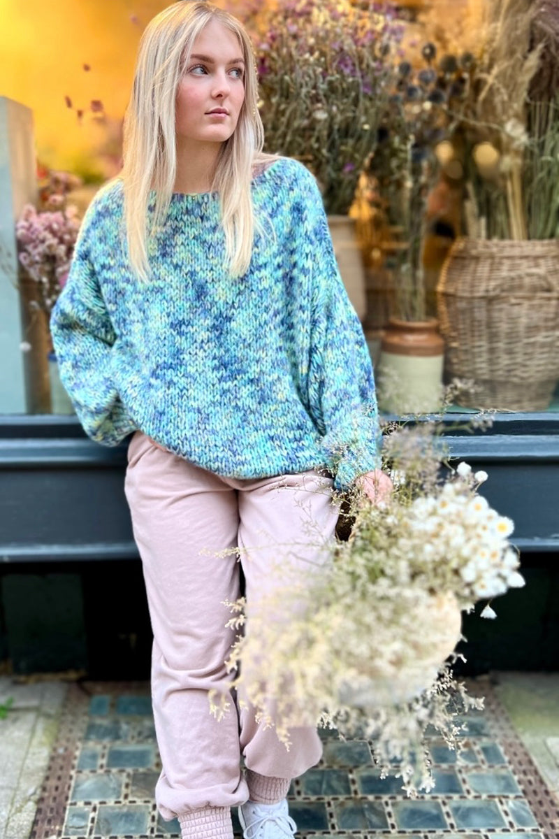 Tara Plain Knitted Jumper - Blue Multi