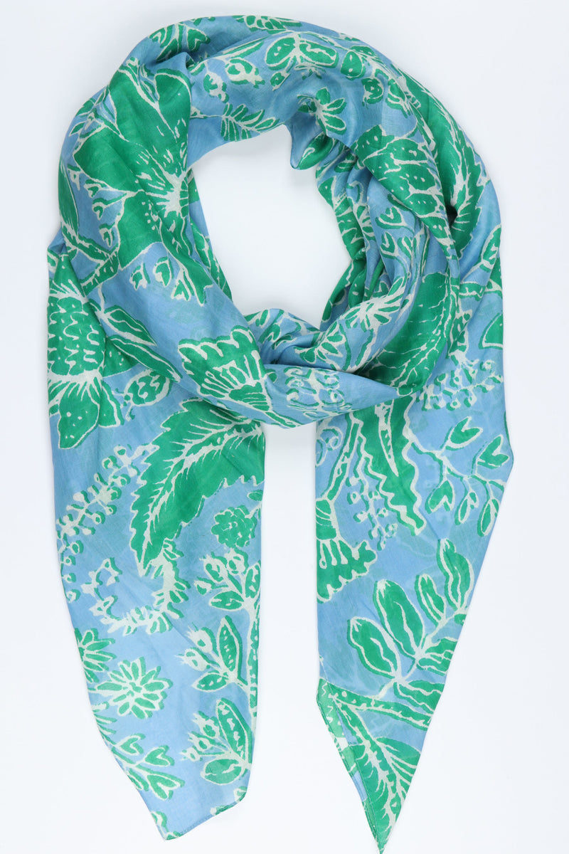 blue floral lightweight scarf