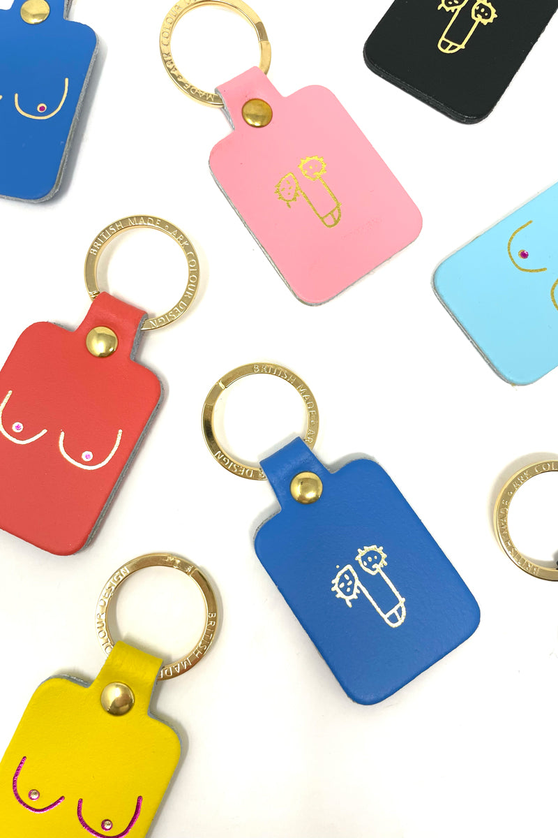colourful leather willy keyring