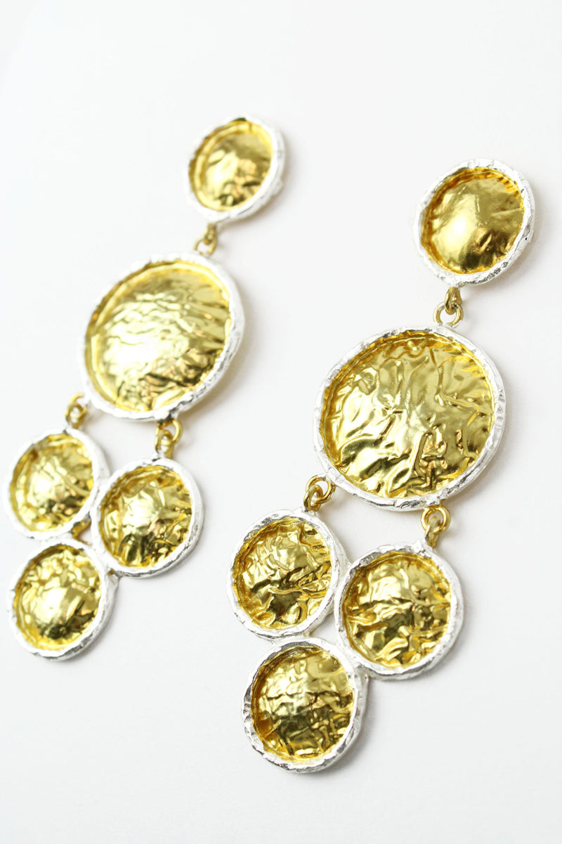 gold circle drop earrings