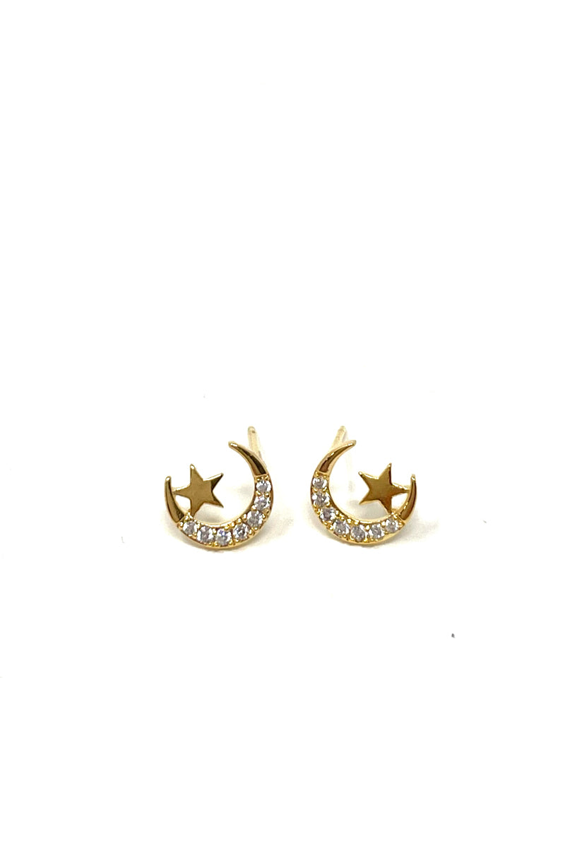 Star &amp; Moon Stud Earrings