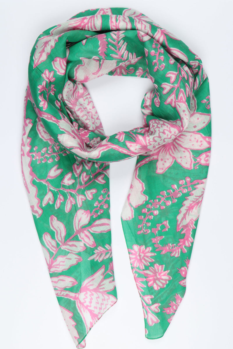 green floral lightweight scarf