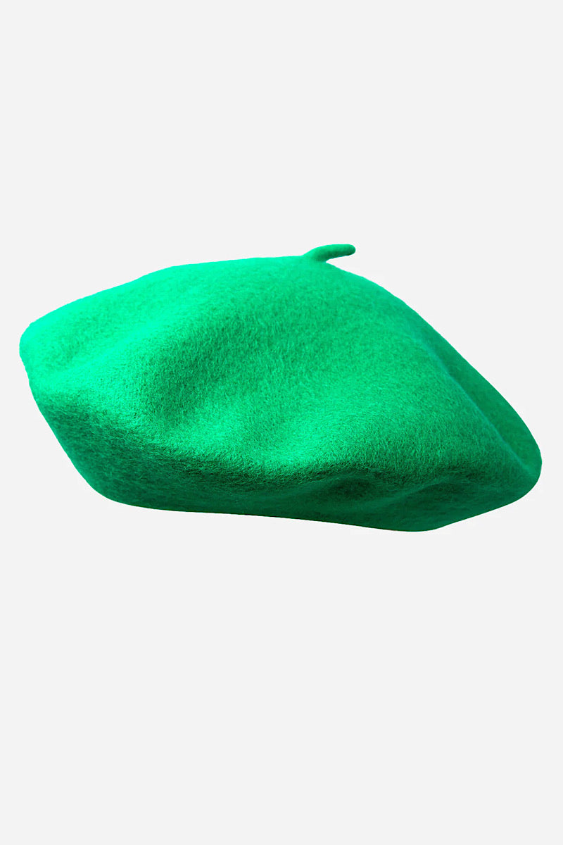 green wool blend beret