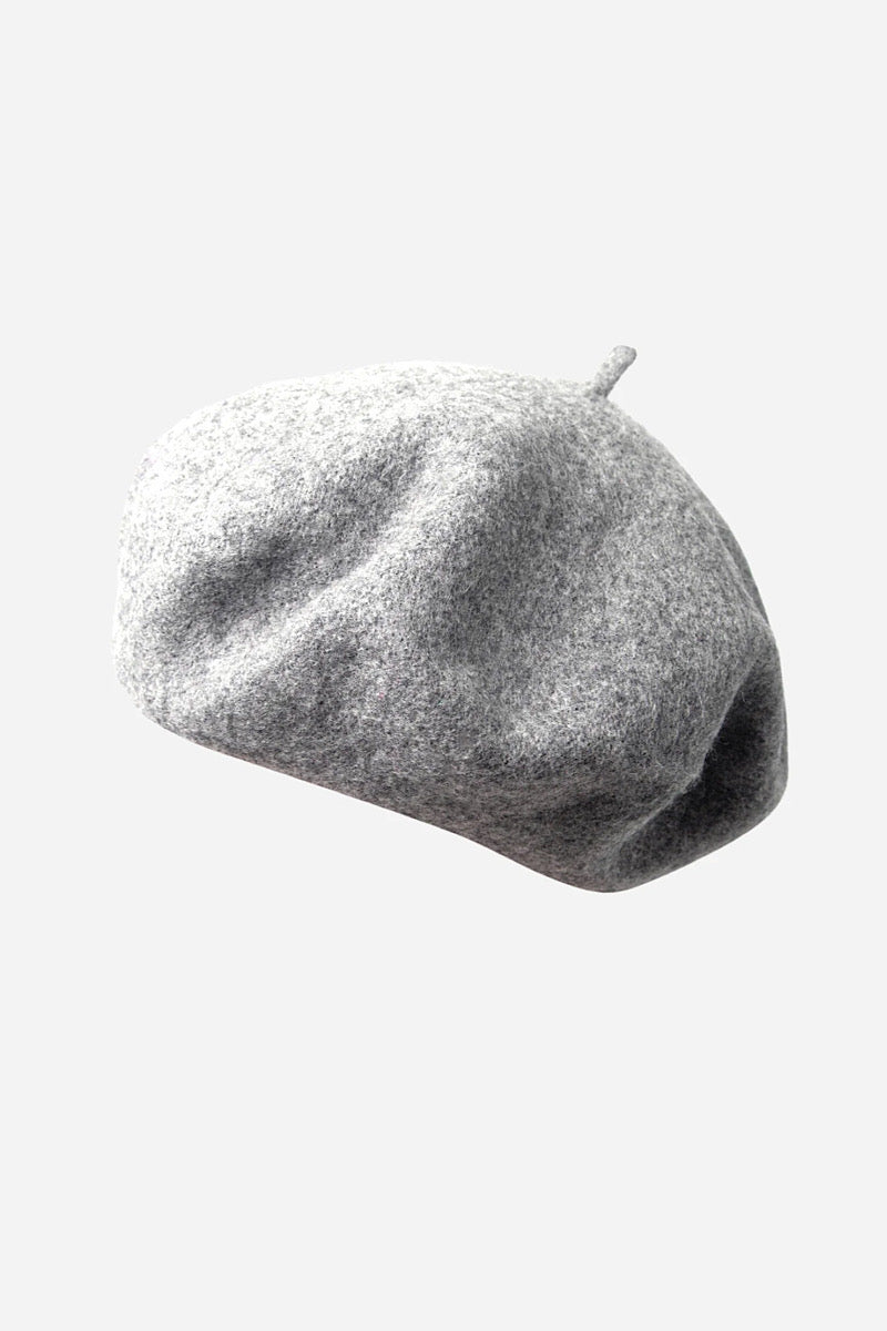 grey wool blend beret