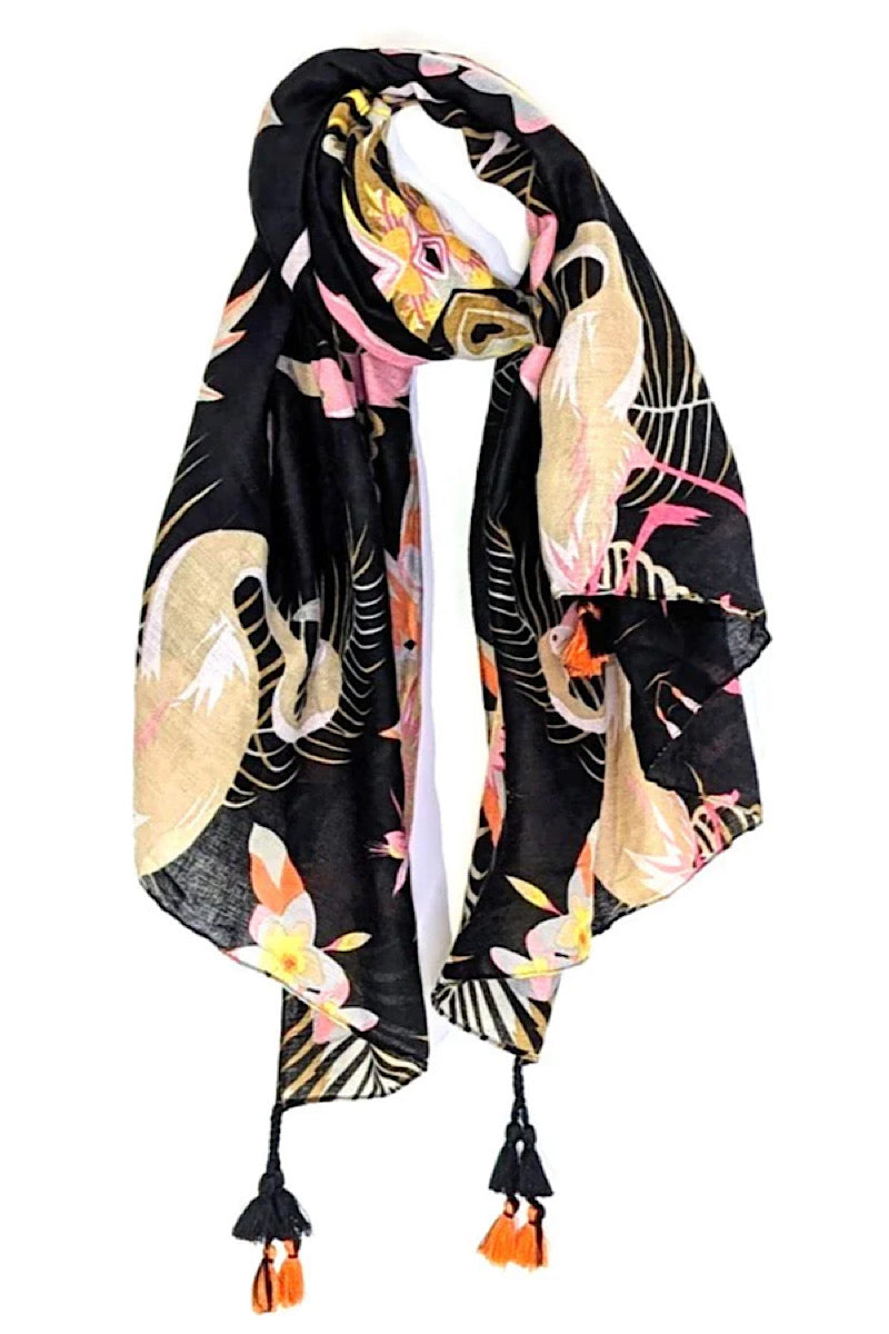lightweight flamingo print scarf