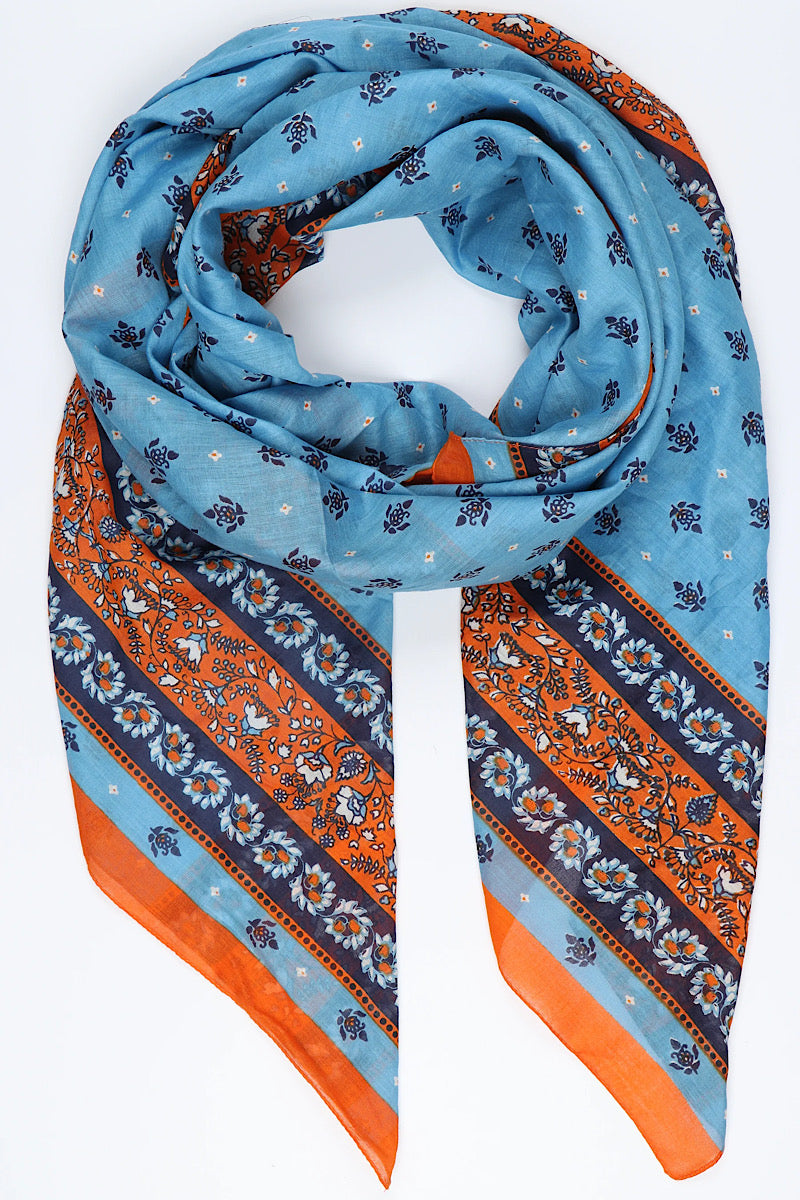 lightweight ornamental print scarf