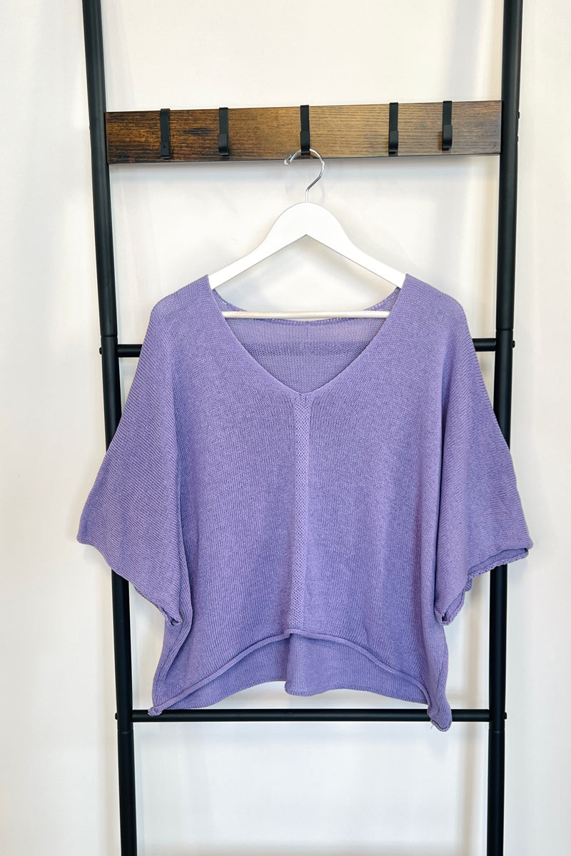 lilac knitted boxy top