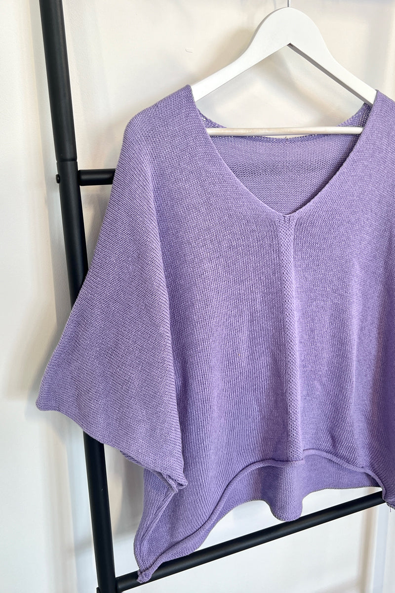 lilac v-neck knitted top