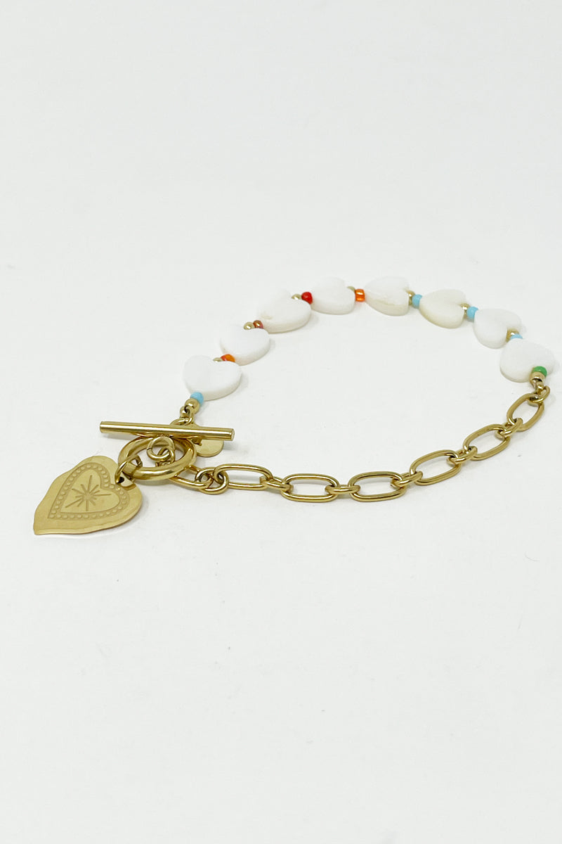 multi heart chain link bracelet
