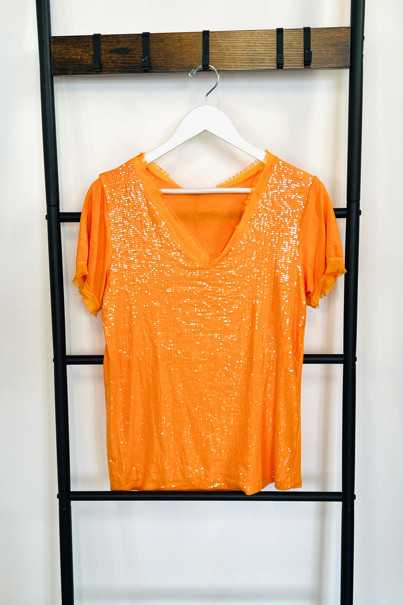 orange sequin t-shirt