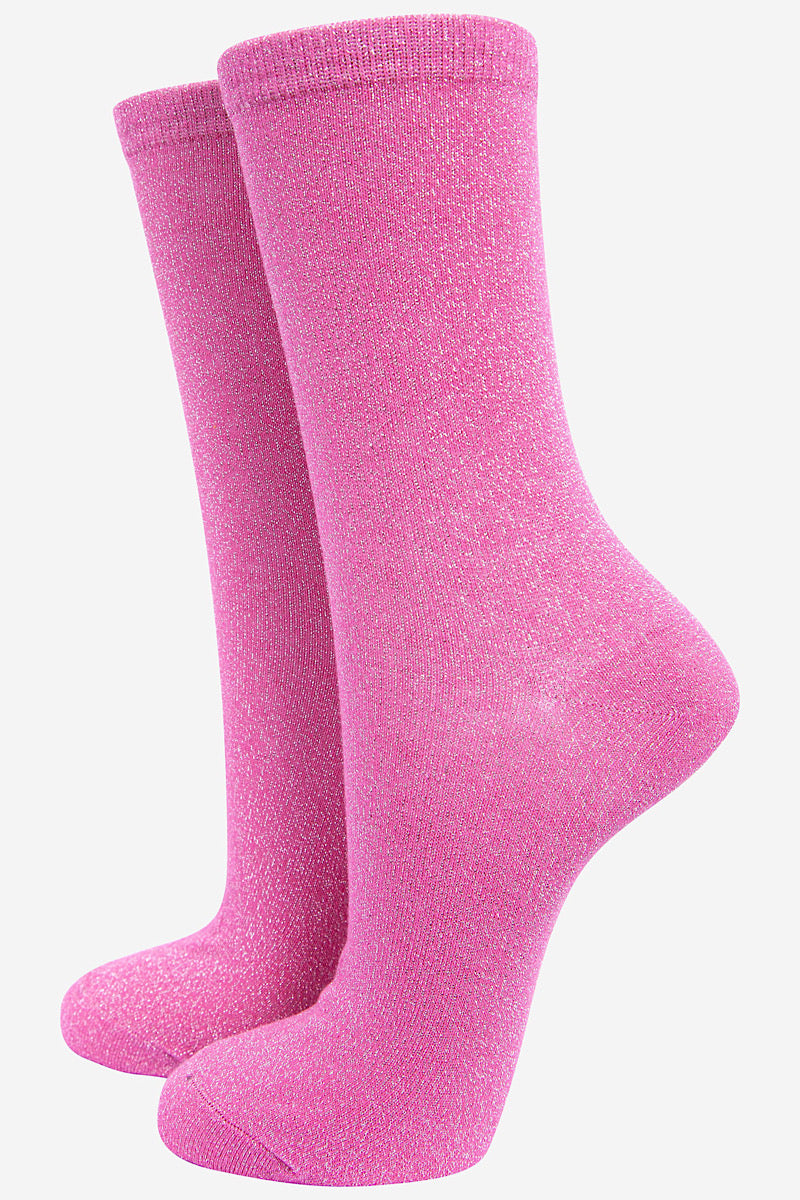 pink glitter ankle socks
