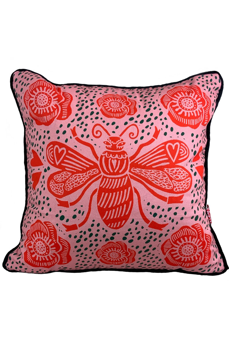 pink bee cushion