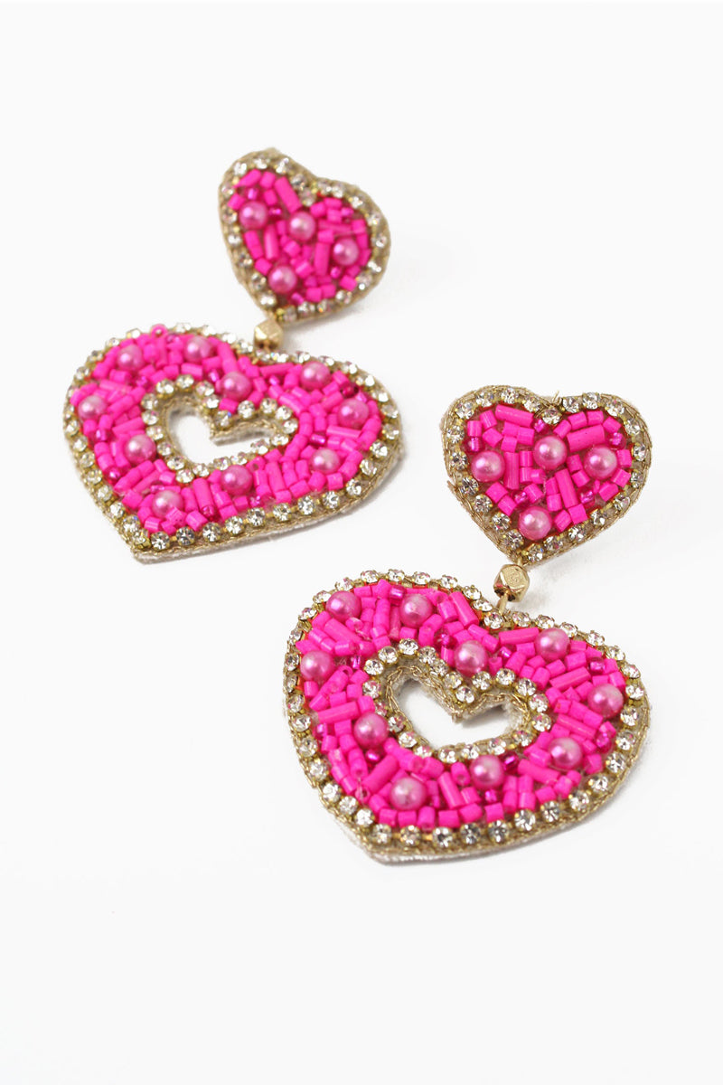 pink heart shaped earrings