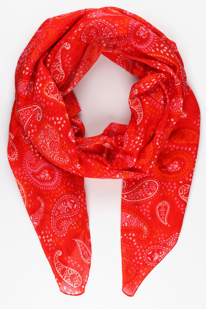 red paisley print scarf