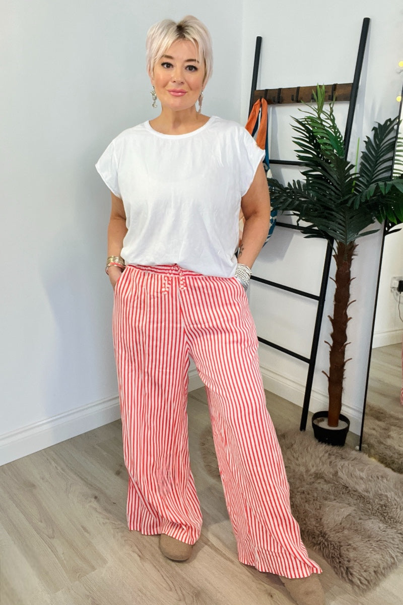 red striped linen trousers 