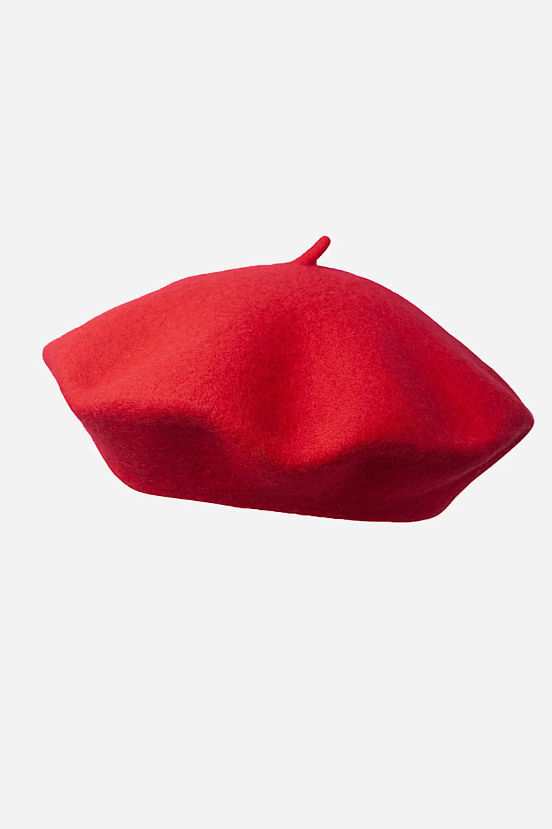red wool blend beret