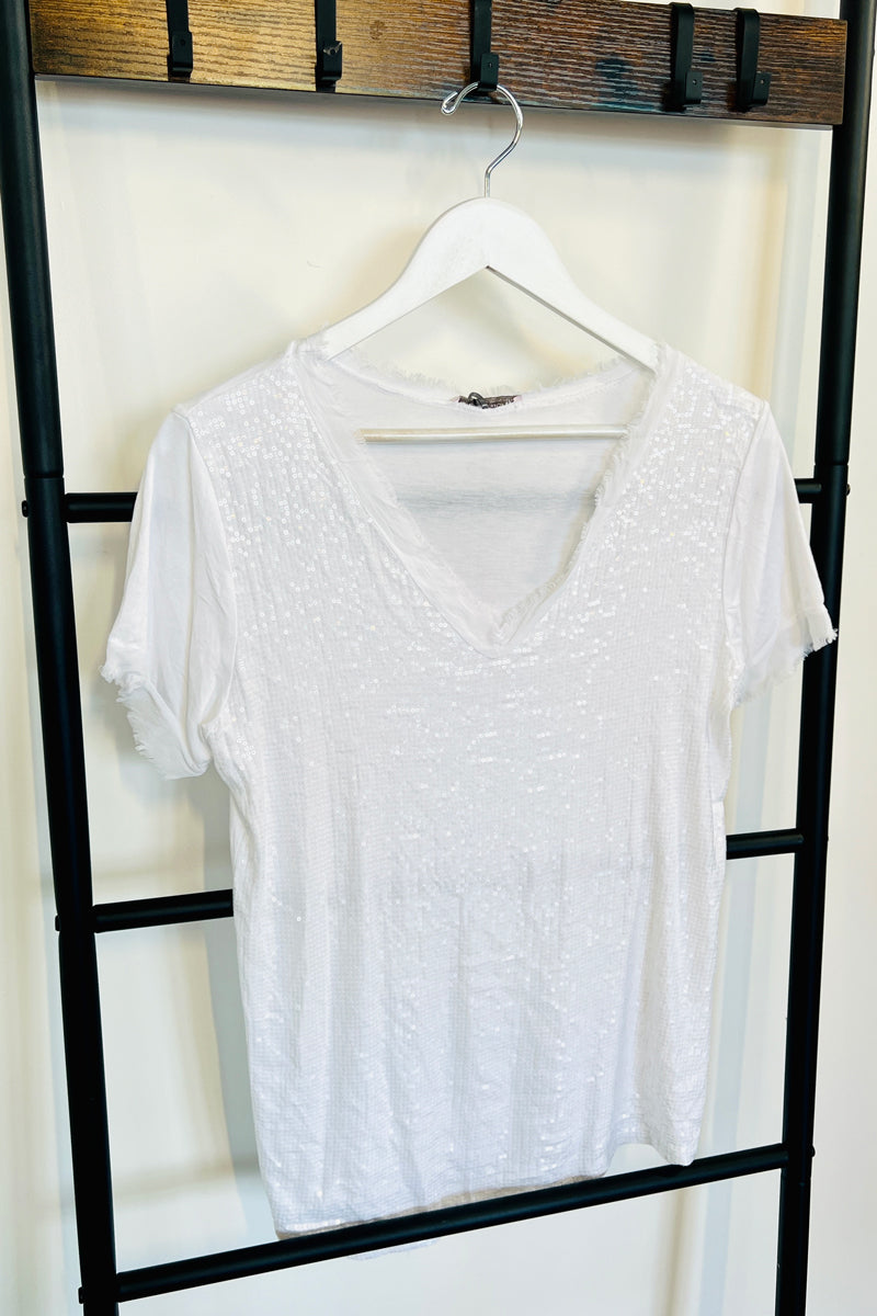 white sequin t-shirt